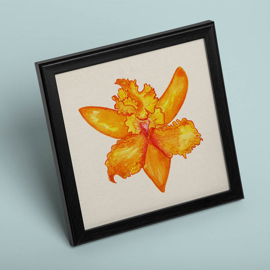 Poster de flores y naturaleza. Lámina cuadrada Naranja brillante, ilustrada con dibujos a color.-Artwork-Nacnic-Nacnic Estudio SL