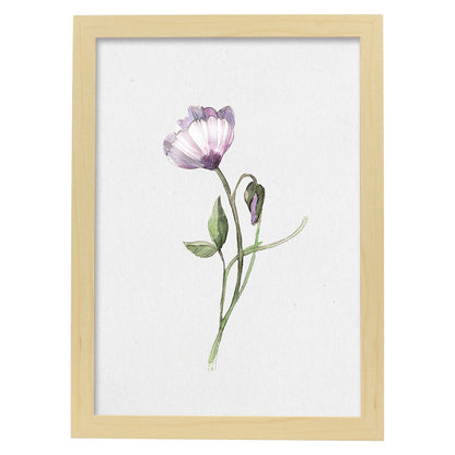 Poster de flores y plantas. Lámina con estilo óleo, con imágenes de vegetación, florales, y de plantas.-Artwork-Nacnic-A3-Marco Madera clara-Nacnic Estudio SL