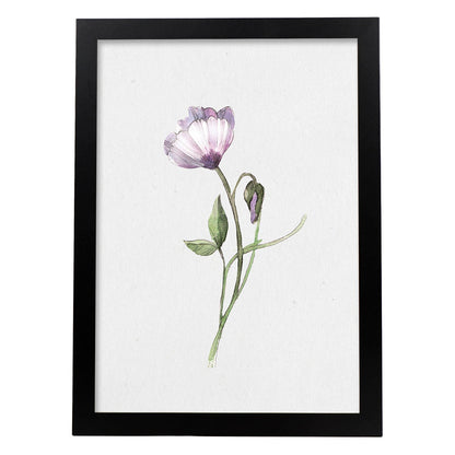 Poster de flores y plantas. Lámina con estilo óleo, con imágenes de vegetación, florales, y de plantas.-Artwork-Nacnic-A4-Marco Negro-Nacnic Estudio SL