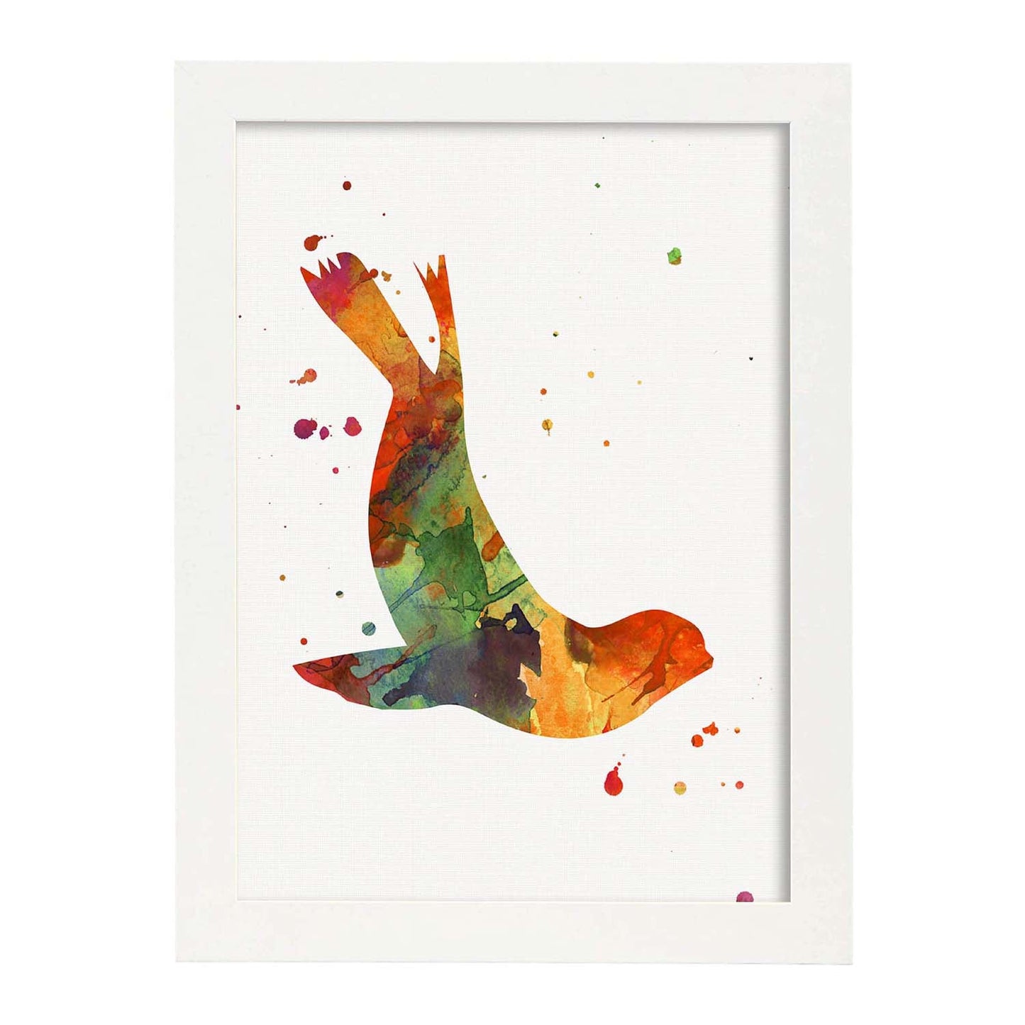 Poster de Foca estilo acuarela. Láminas de animales con estilo acuarela-Artwork-Nacnic-A3-Marco Blanco-Nacnic Estudio SL