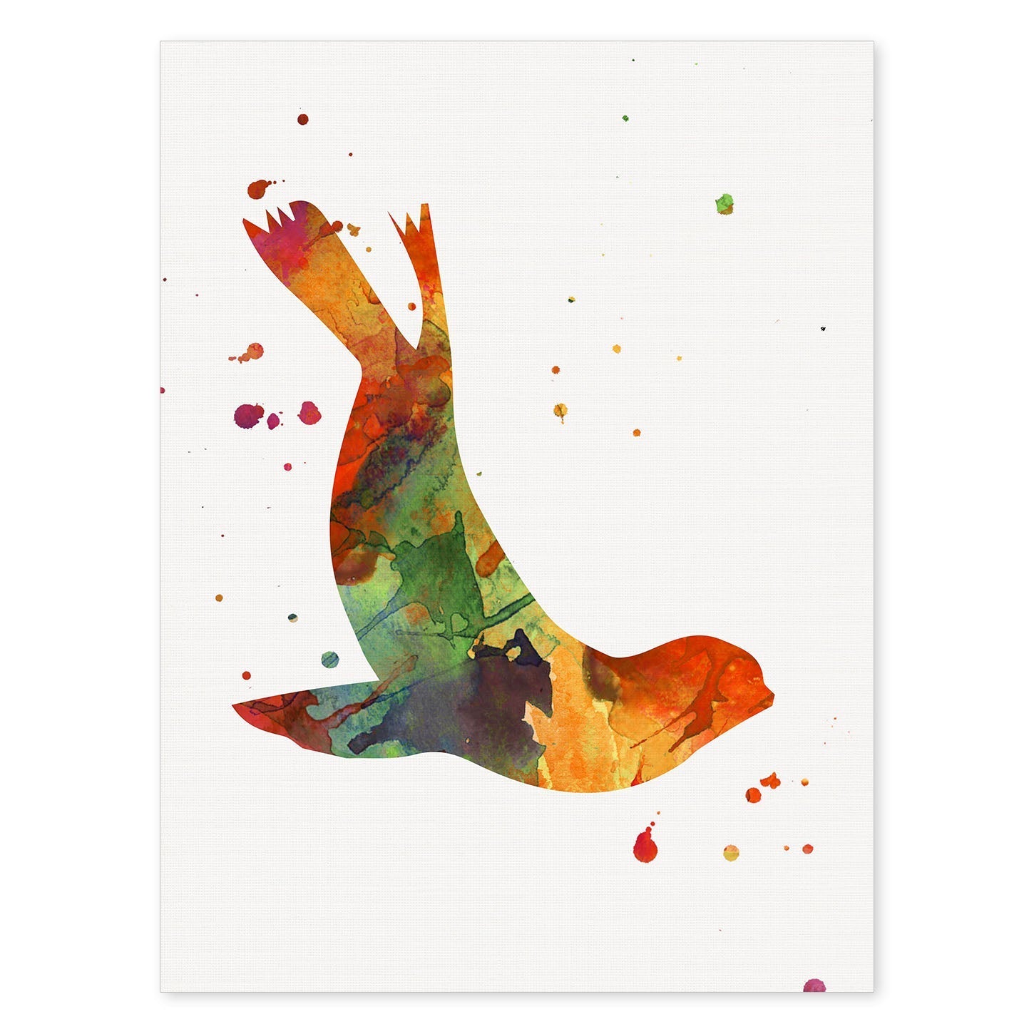 Poster de Foca estilo acuarela. Láminas de animales con estilo acuarela-Artwork-Nacnic-A4-Sin marco-Nacnic Estudio SL