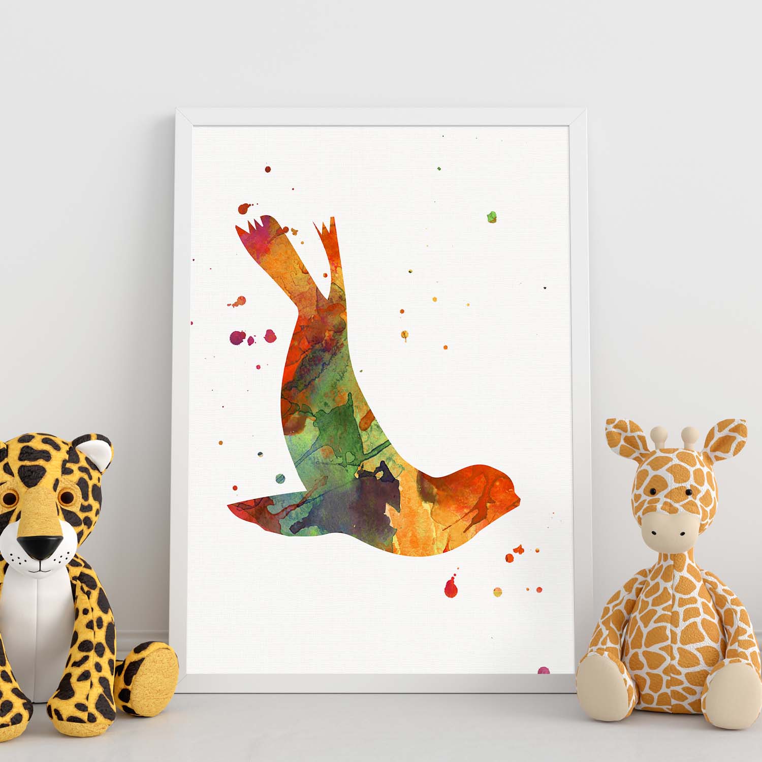 Poster de Foca estilo acuarela. Láminas de animales con estilo acuarela-Artwork-Nacnic-Nacnic Estudio SL