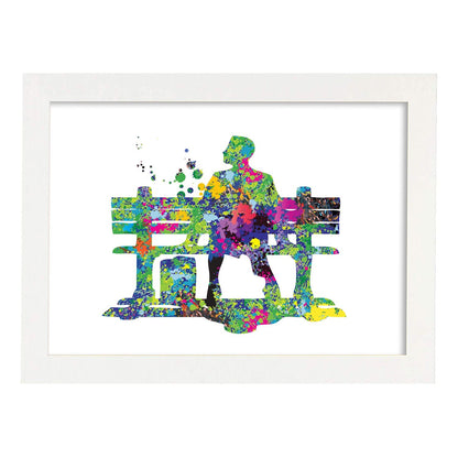 Poster de Forrest Gump estilo acuarela. Láminas de cine, películas, y actores. Posters de películas antiguas con estilo acuarela.-Artwork-Nacnic-A4-Marco Blanco-Nacnic Estudio SL