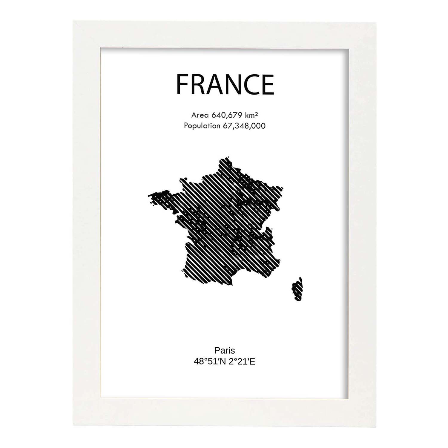 Poster de Francia. Láminas de paises y continentes del mundo.-Artwork-Nacnic-A3-Marco Blanco-Nacnic Estudio SL