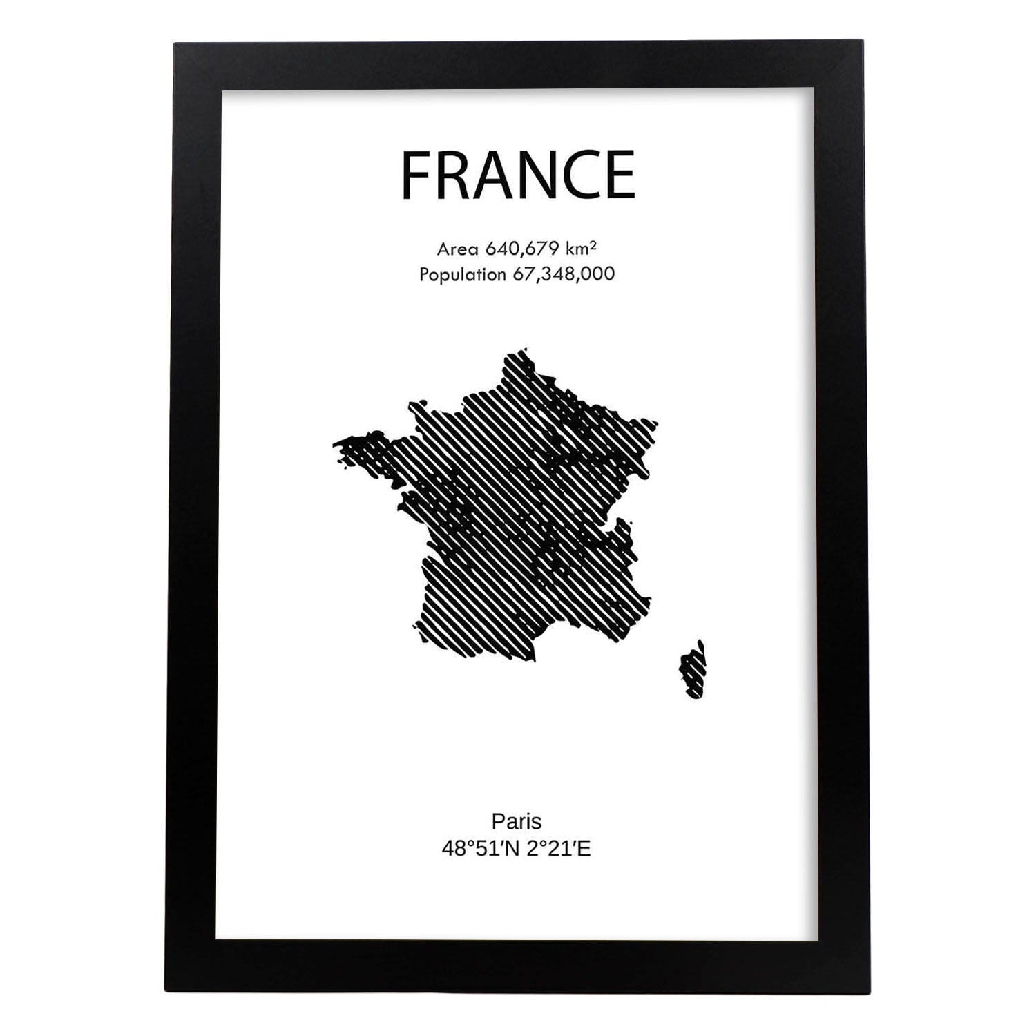 Poster de Francia. Láminas de paises y continentes del mundo.-Artwork-Nacnic-A3-Marco Negro-Nacnic Estudio SL