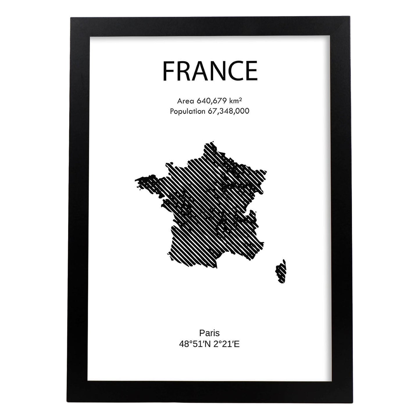 Poster de Francia. Láminas de paises y continentes del mundo.-Artwork-Nacnic-A4-Marco Negro-Nacnic Estudio SL