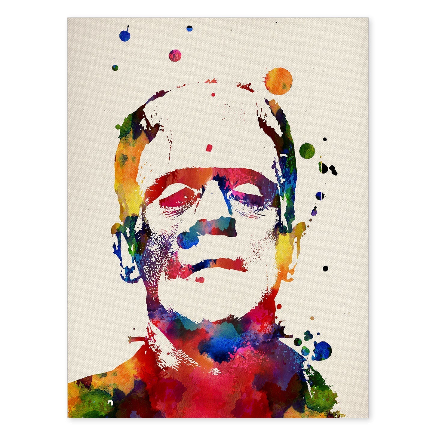 Poster de Frankenstein con diseño acuarela. Mix de láminas con estilo acuarela-Artwork-Nacnic-A4-Sin marco-Nacnic Estudio SL