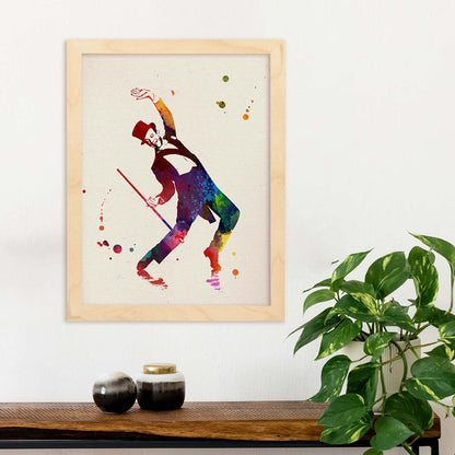 Poster de fred astaire con palo. Láminas de cine, películas, y actores. Posters de películas antiguas con estilo acuarela.-Artwork-Nacnic-A4-Sin marco-Nacnic Estudio SL