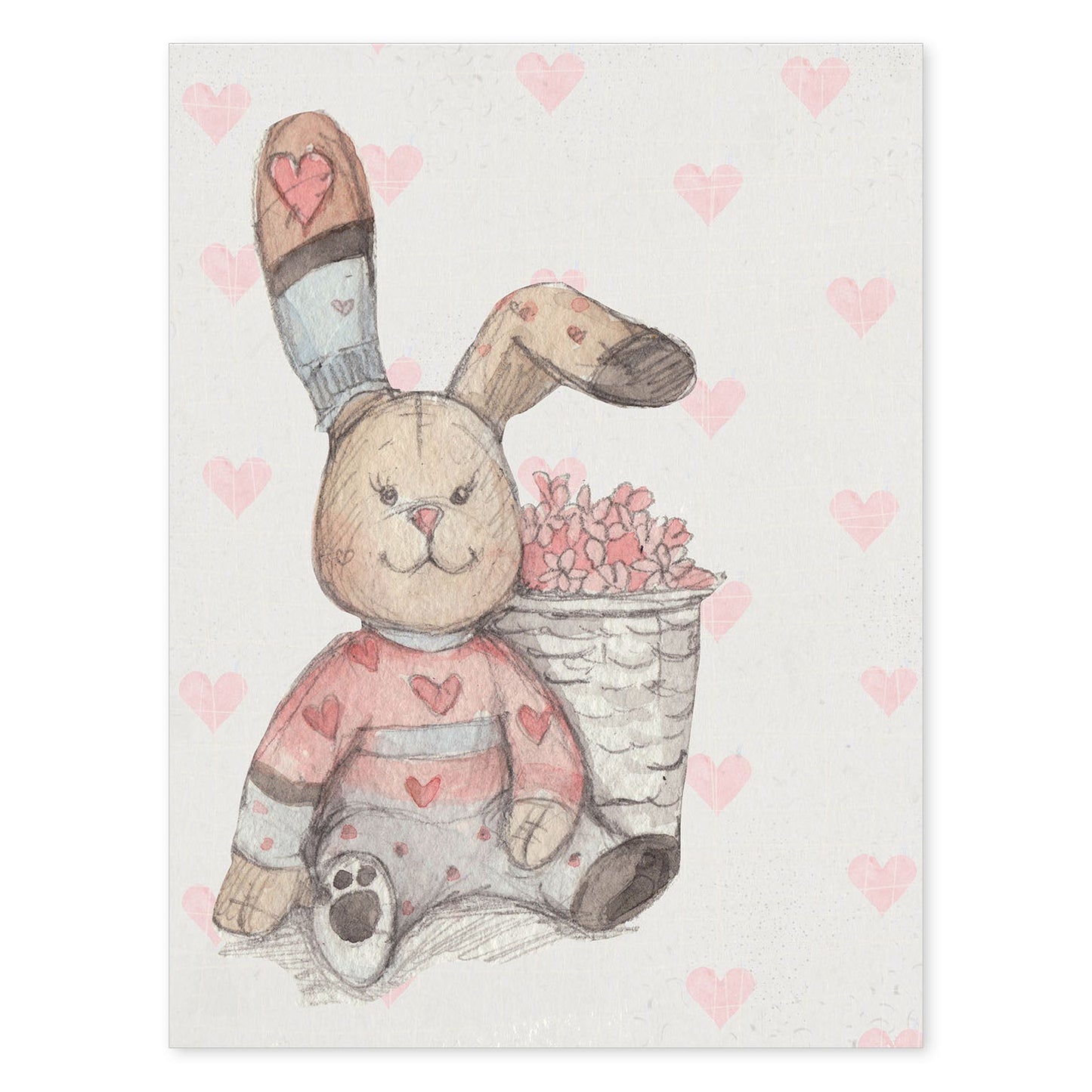 Poster de Fred y Caroline. Lámina Fred en el jardin, con ilustraciones de conejos.-Artwork-Nacnic-A4-Sin marco-Nacnic Estudio SL