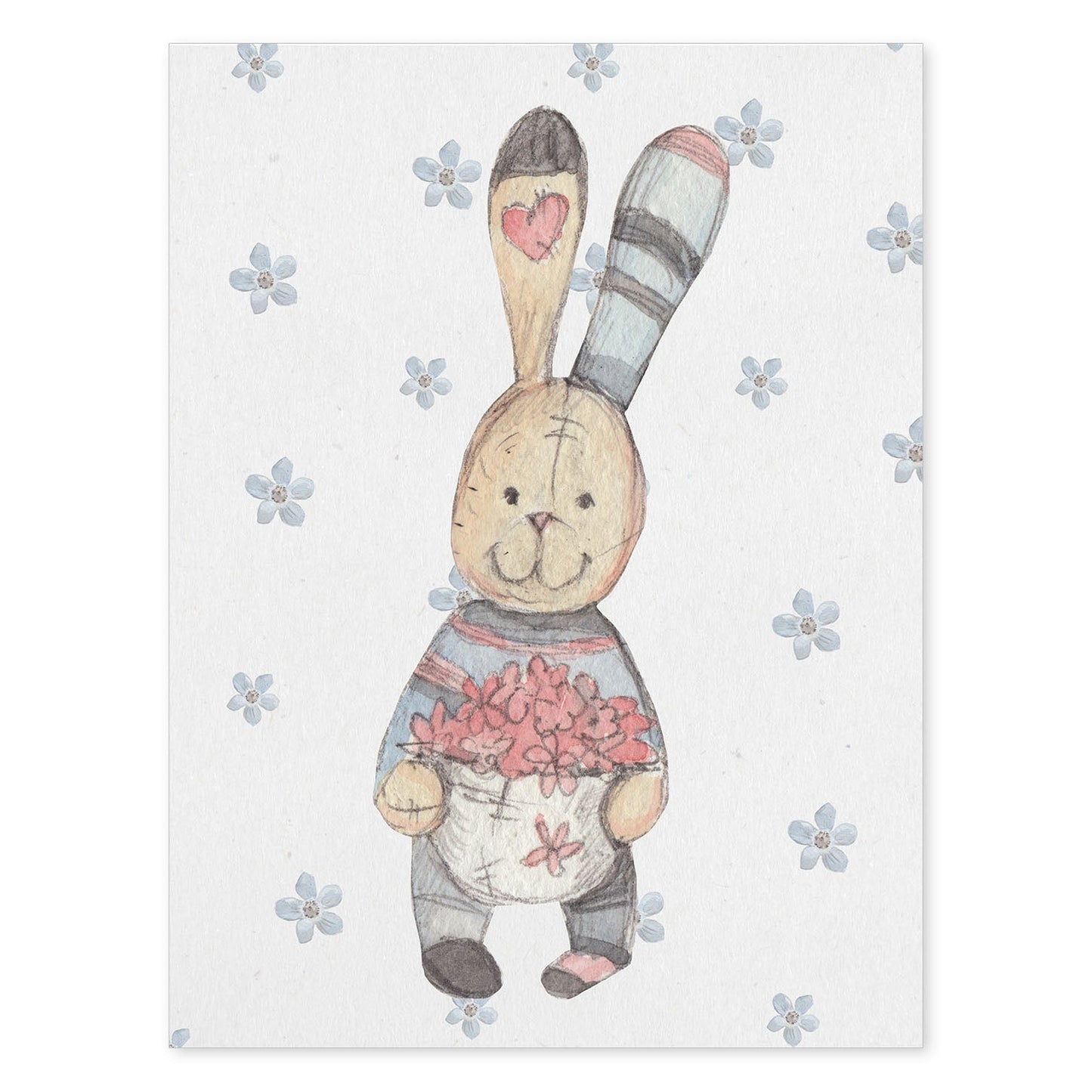 Poster de Fred y Caroline. Lámina Gustav adora las flores, con ilustraciones de conejos.-Artwork-Nacnic-A4-Sin marco-Nacnic Estudio SL