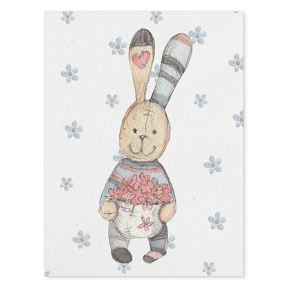 Poster de Fred y Caroline. Lámina Gustav adora las flores, con ilustraciones de conejos.-Artwork-Nacnic-A4-Sin marco-Nacnic Estudio SL
