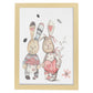 Poster de Fred y Caroline. Lámina Gustav y Caroline disfrutan del dia, con ilustraciones de conejos.-Artwork-Nacnic-A3-Marco Madera clara-Nacnic Estudio SL