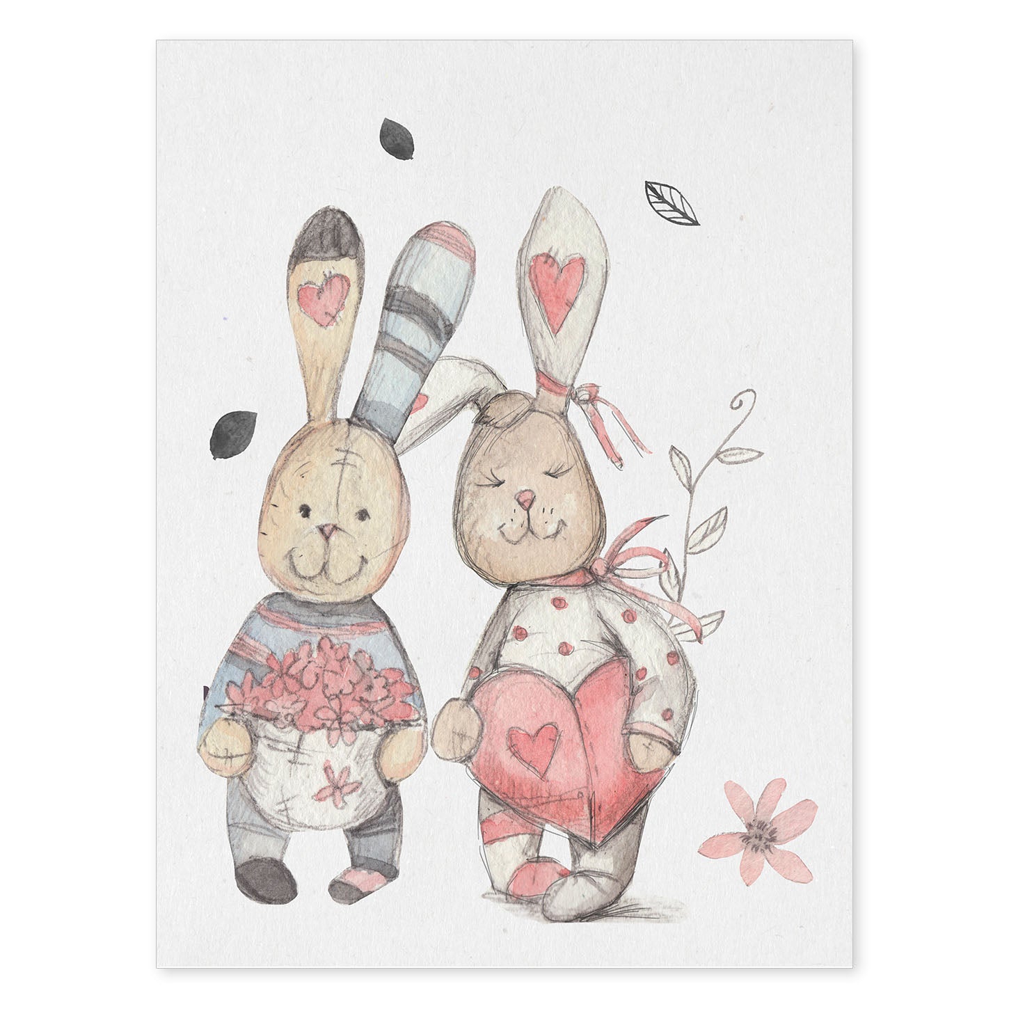 Poster de Fred y Caroline. Lámina Gustav y Caroline disfrutan del dia, con ilustraciones de conejos.-Artwork-Nacnic-A4-Sin marco-Nacnic Estudio SL