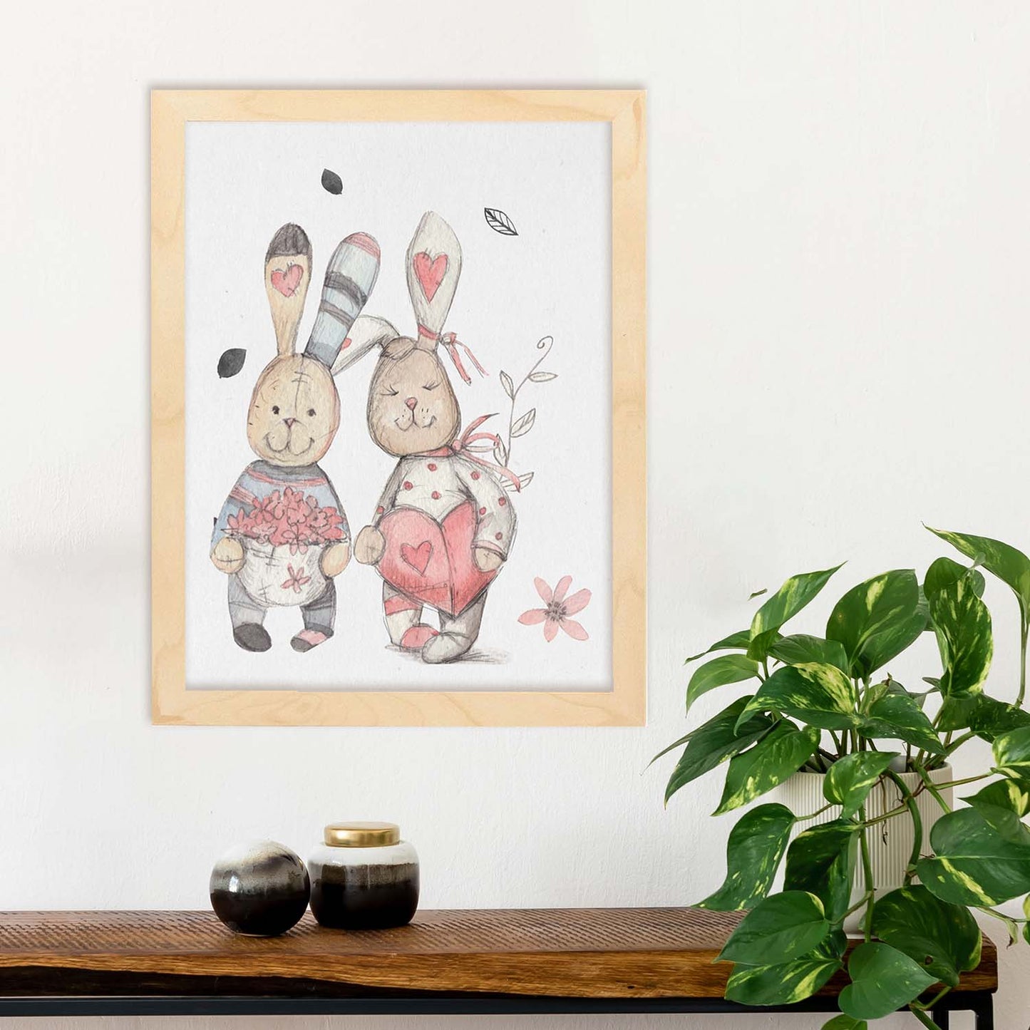 Poster de Fred y Caroline. Lámina Gustav y Caroline disfrutan del dia, con ilustraciones de conejos.-Artwork-Nacnic-Nacnic Estudio SL