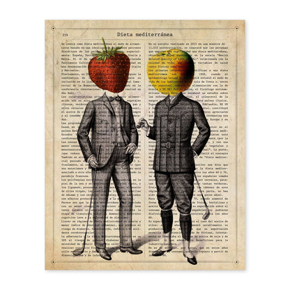 Poster de Fresa y Manzana. Láminas de frutas y verduras con definiciones. Ilustraciones de alimentacion vegetariana.-Artwork-Nacnic-A4-Sin marco-Nacnic Estudio SL