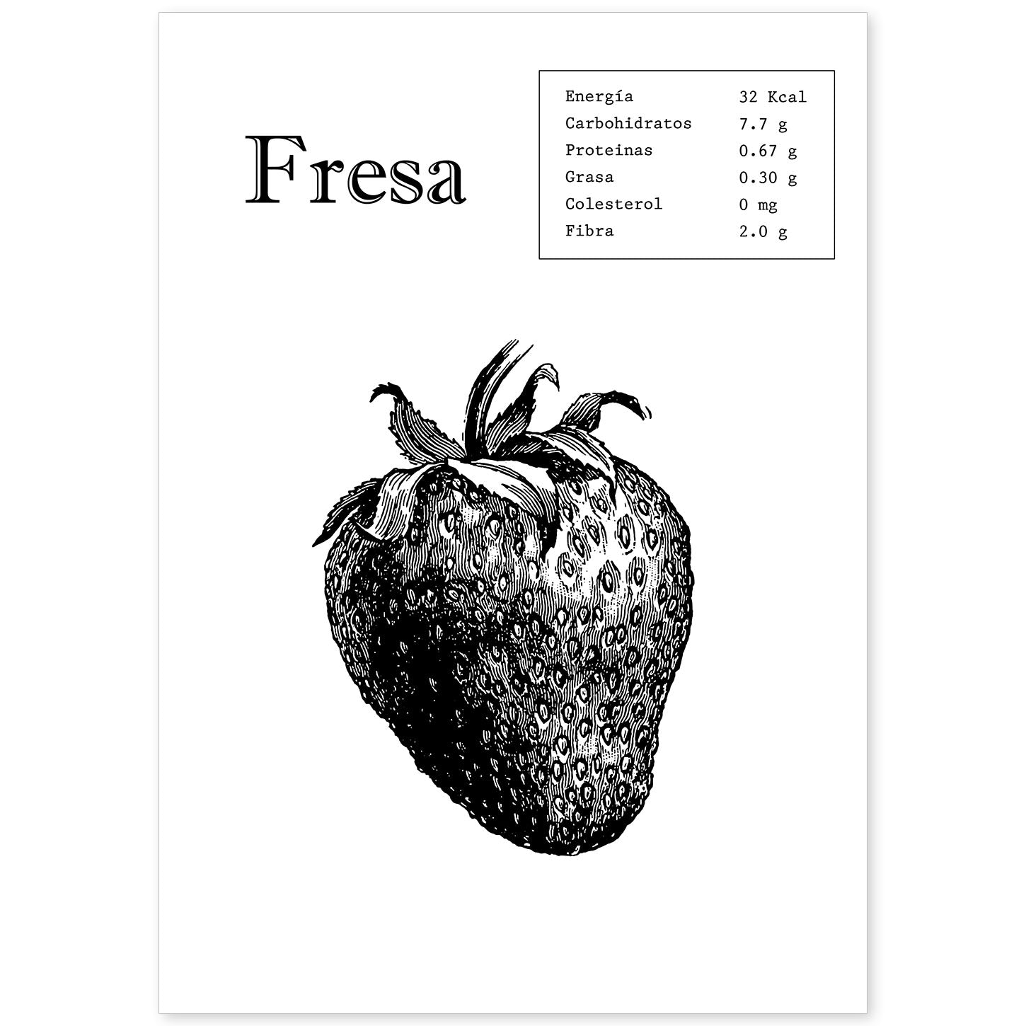 Poster de Fresa. Láminas de frutas y verduras.-Artwork-Nacnic-A4-Sin marco-Nacnic Estudio SL