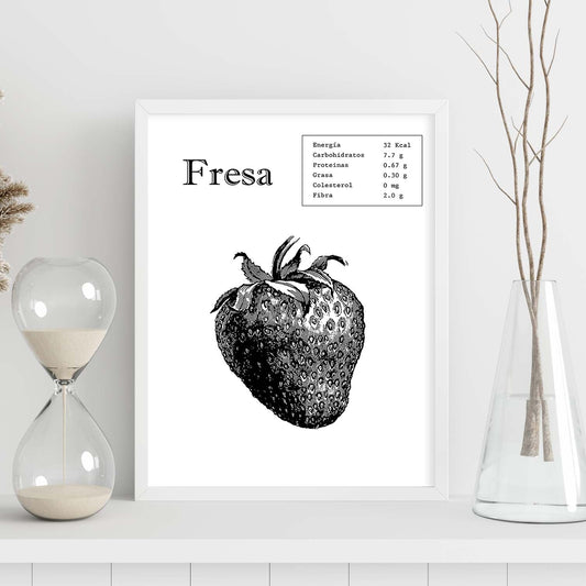Poster de Fresa. Láminas de frutas y verduras.-Artwork-Nacnic-Nacnic Estudio SL