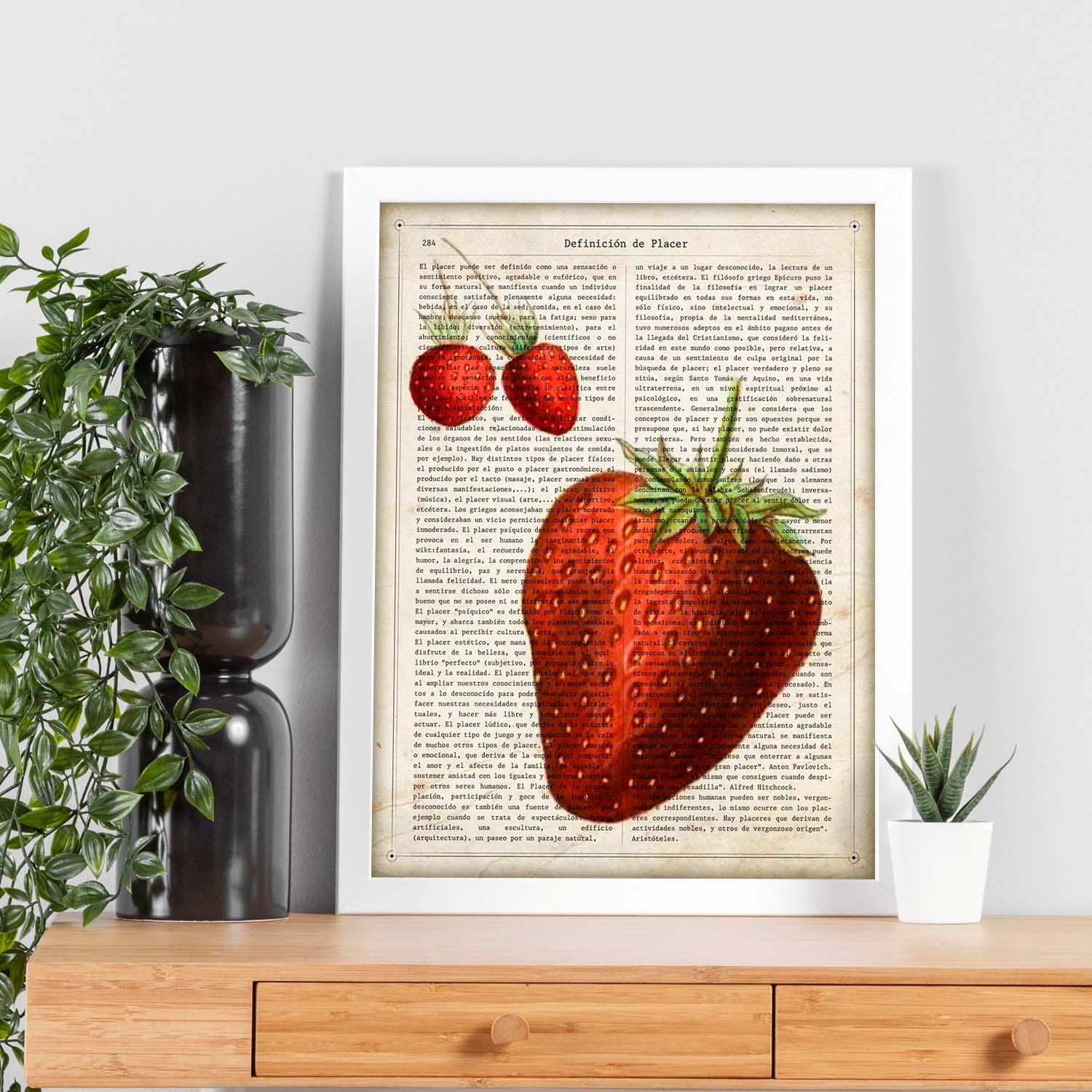 Poster de Fresas. Láminas de frutas y verduras con definiciones. Ilustraciones de alimentacion vegetariana.-Artwork-Nacnic-Nacnic Estudio SL
