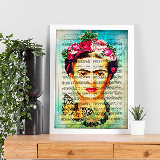 Poster de Frida azul. Láminas de personajes importantes. Posters de músicos, actores, inventores, exploradores, ...-Artwork-Nacnic-Nacnic Estudio SL