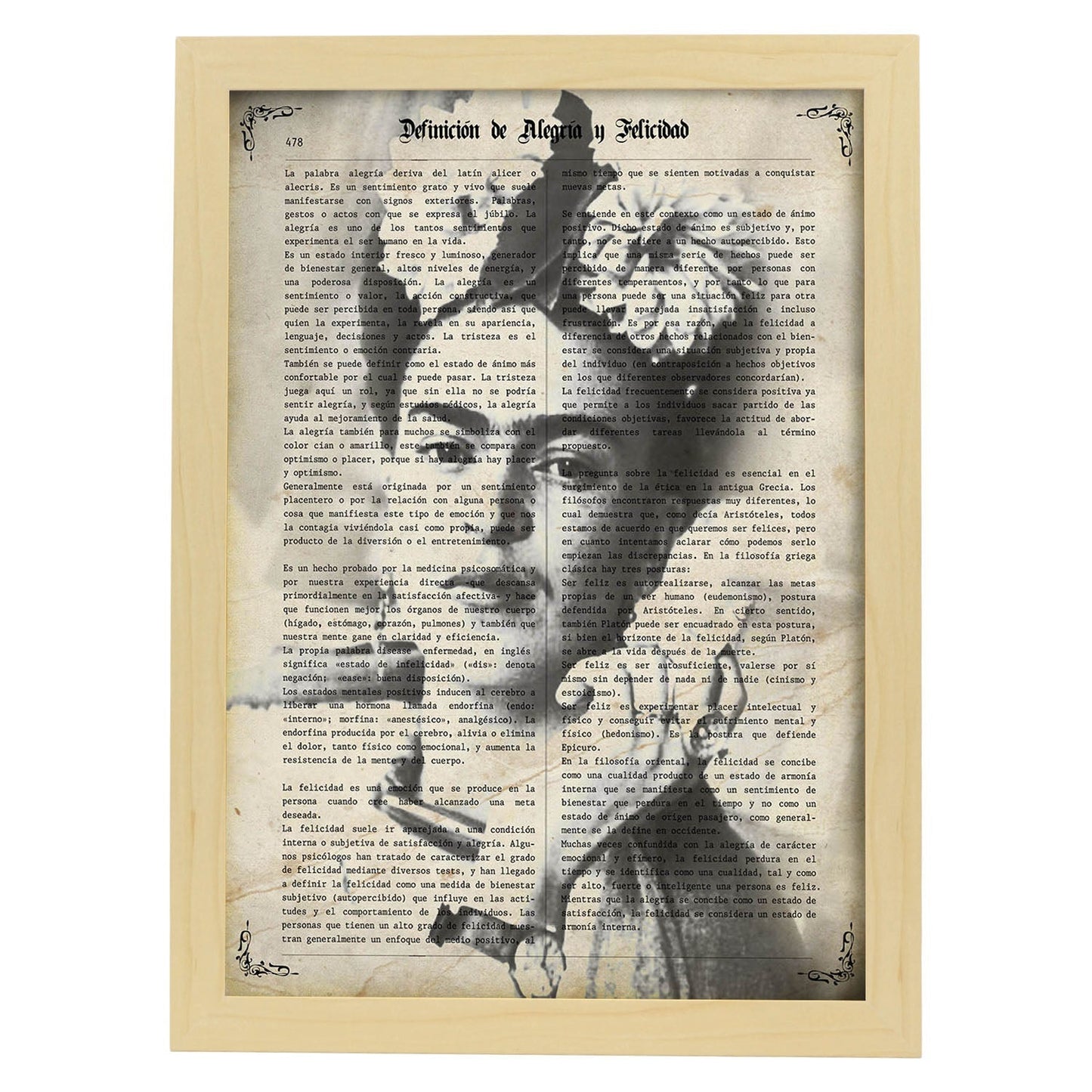 Poster de Frida Kahlo blanco y negro. Láminas de personajes importantes. Posters de músicos, actores, inventores, exploradores, ...-Artwork-Nacnic-A3-Marco Madera clara-Nacnic Estudio SL