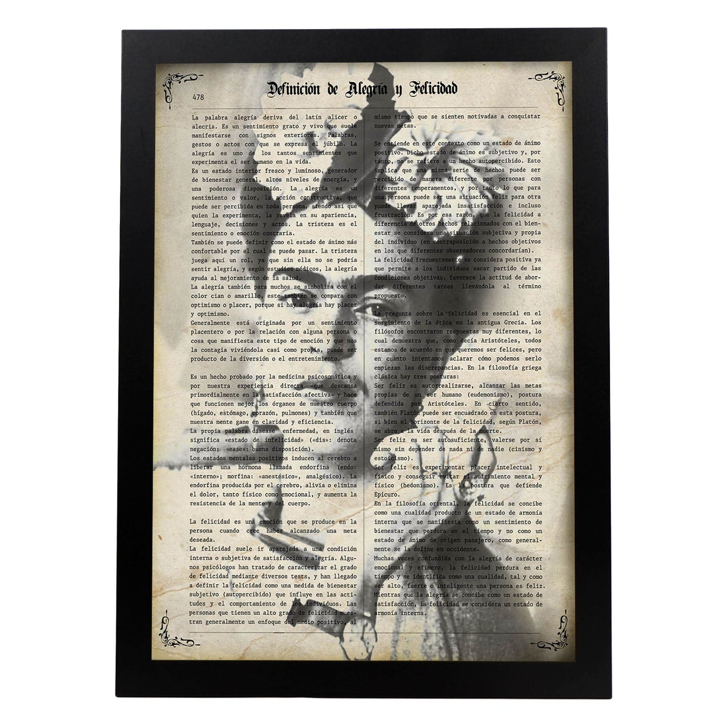 Poster de Frida Kahlo blanco y negro. Láminas de personajes importantes. Posters de músicos, actores, inventores, exploradores, ...-Artwork-Nacnic-A3-Marco Negro-Nacnic Estudio SL