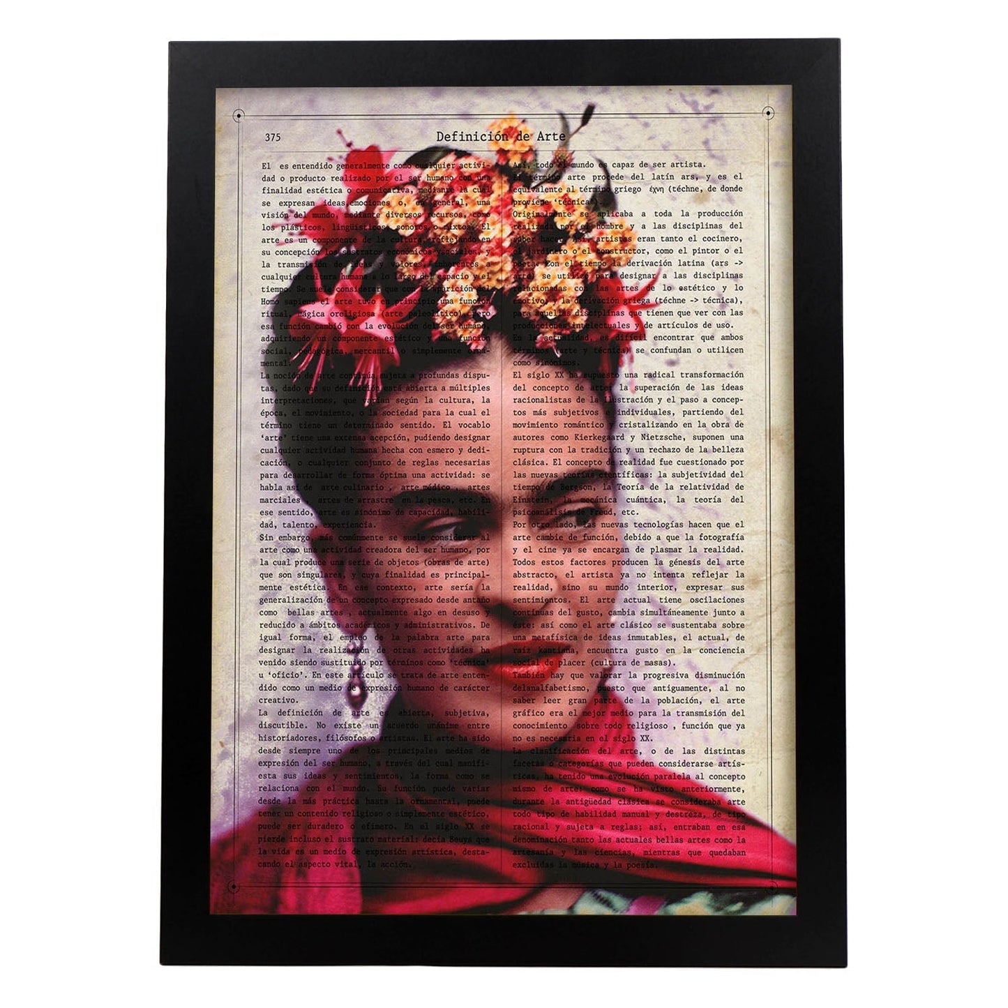 Poster de Frida Kahlo. Láminas de personajes importantes. Posters de músicos, actores, inventores, exploradores, ...-Artwork-Nacnic-A3-Marco Negro-Nacnic Estudio SL