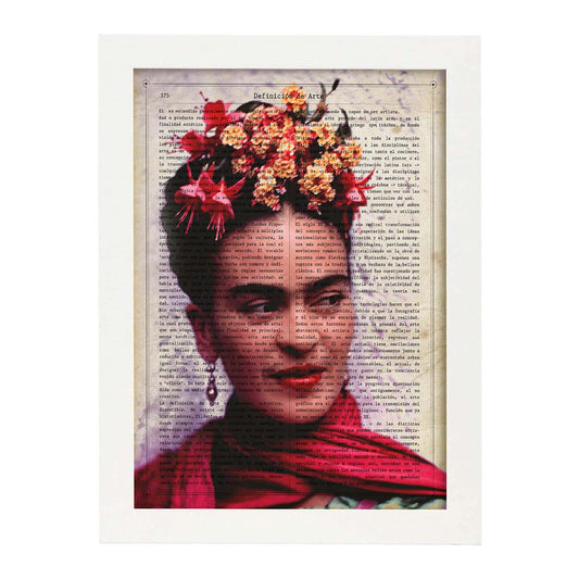 Poster de Frida Kahlo. Láminas de personajes importantes. Posters de músicos, actores, inventores, exploradores, ...-Artwork-Nacnic-A4-Marco Blanco-Nacnic Estudio SL