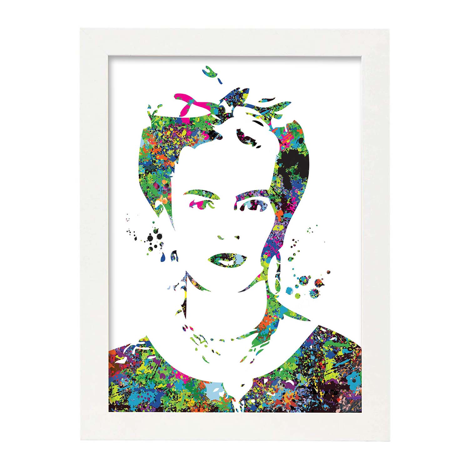 Poster de Frida Khalo estilo acuarela. Mix de láminas con estilo acuarela-Artwork-Nacnic-A3-Marco Blanco-Nacnic Estudio SL