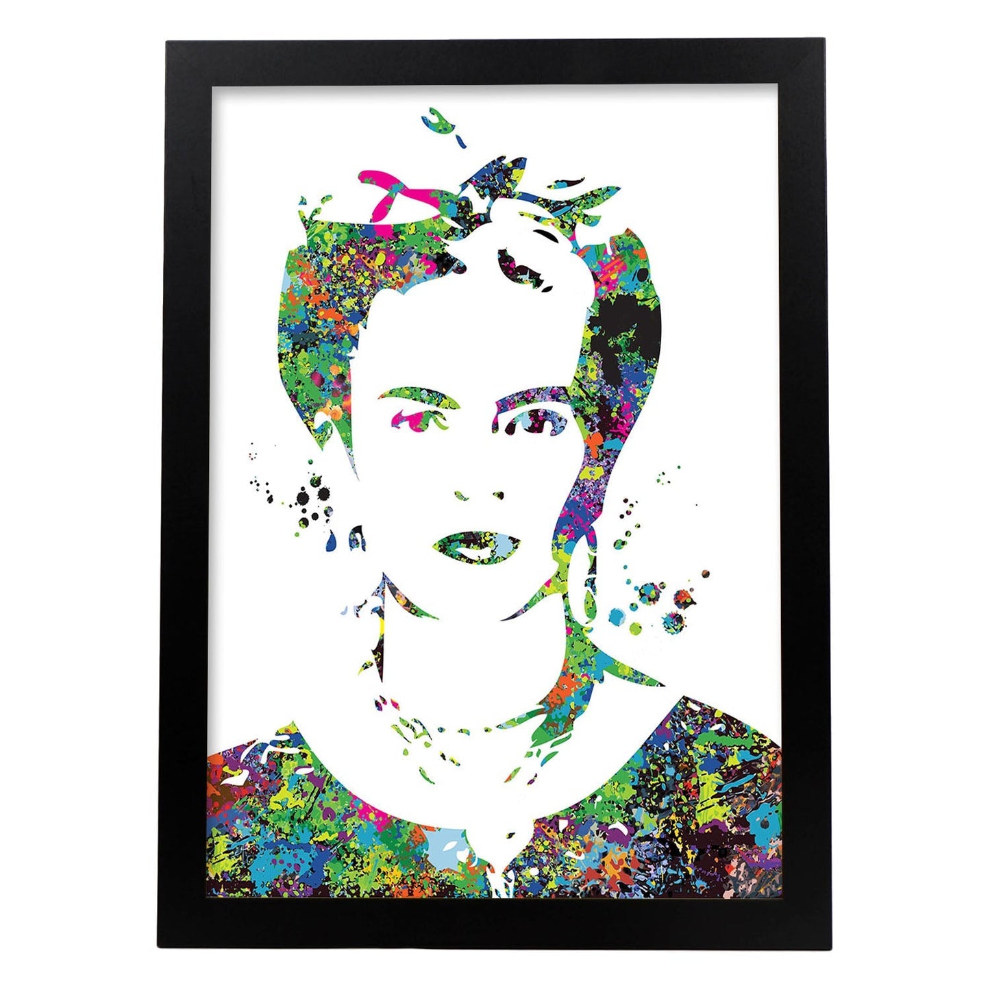 Poster de Frida Khalo estilo acuarela. Mix de láminas con estilo acuarela-Artwork-Nacnic-A3-Marco Negro-Nacnic Estudio SL