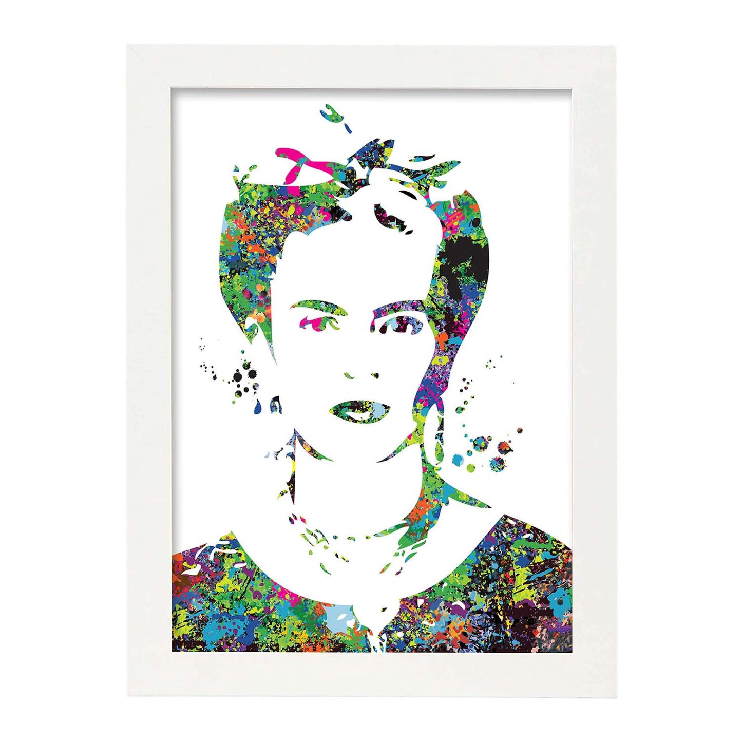 Poster de Frida Khalo estilo acuarela. Mix de láminas con estilo acuarela-Artwork-Nacnic-A4-Marco Blanco-Nacnic Estudio SL