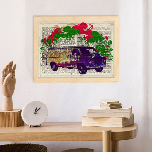 Poster de Furgoneta. Láminas de vehículos con definiciones. Ilustraciones vintage de coches, motos, aviones, -Artwork-Nacnic-Nacnic Estudio SL
