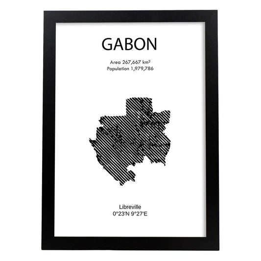 Poster de Gabón. Láminas de paises y continentes del mundo.-Artwork-Nacnic-A4-Marco Negro-Nacnic Estudio SL