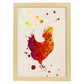 Poster de Gallina con diseño acuarela. Mix de láminas con estilo acuarela-Artwork-Nacnic-A4-Marco Madera clara-Nacnic Estudio SL