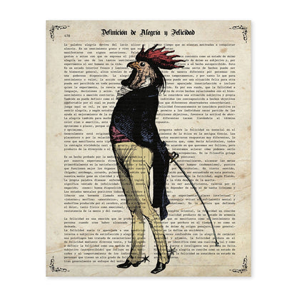 Poster de Gallo vintage. Láminas de animales con definiciones. Ilustraciones de animales con textos.-Artwork-Nacnic-A4-Sin marco-Nacnic Estudio SL