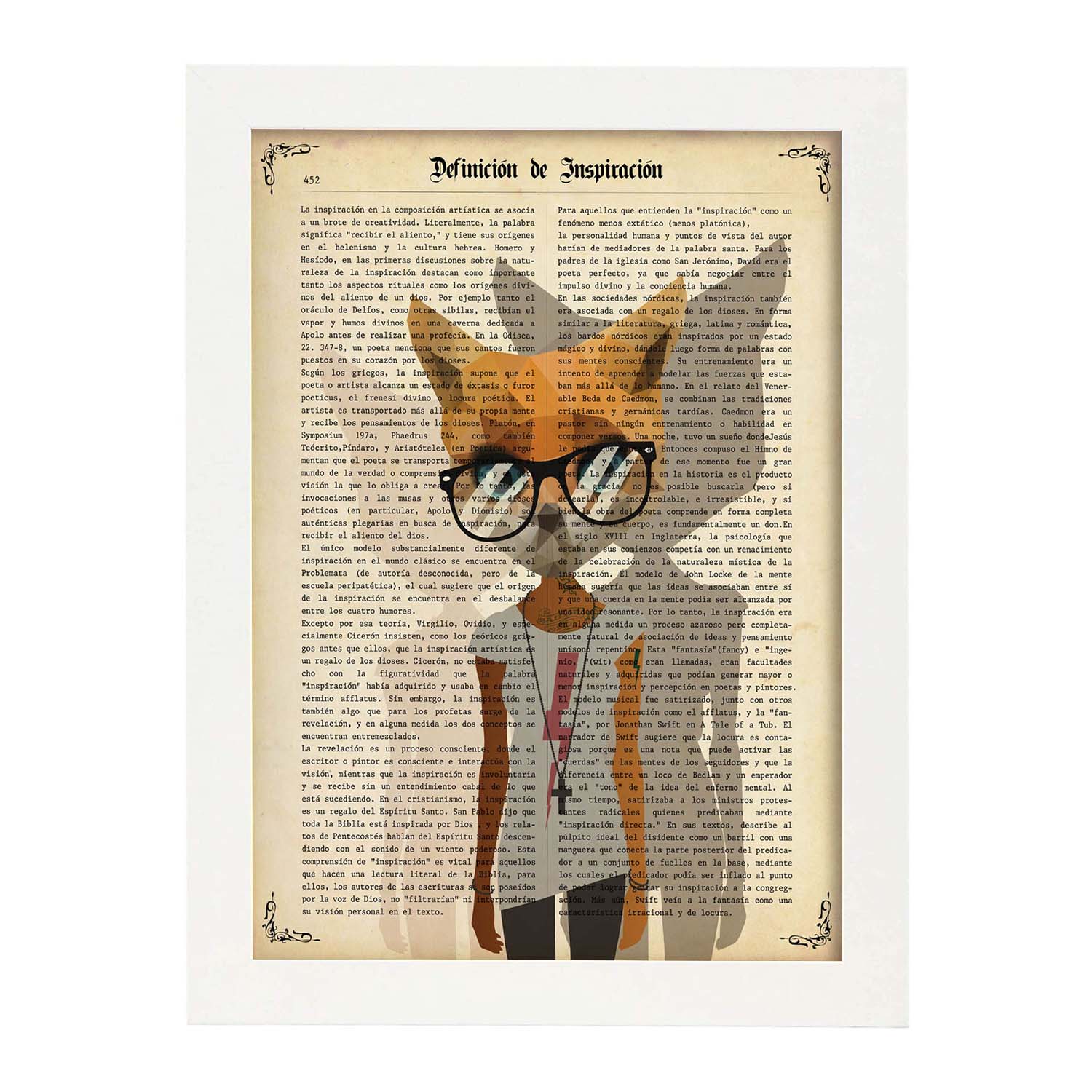 Poster de Gata con gafas hipster. Láminas de animales con definiciones. Ilustraciones de animales con textos.-Artwork-Nacnic-Nacnic Estudio SL