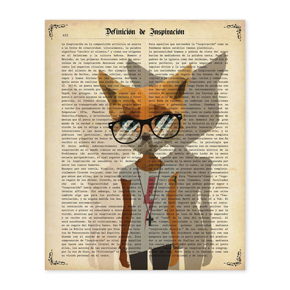Poster de Gata con gafas hipster. Láminas de animales con definiciones. Ilustraciones de animales con textos.-Artwork-Nacnic-A4-Sin marco-Nacnic Estudio SL