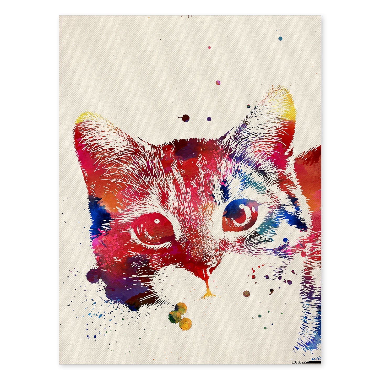 Poster de Gato con diseño acuarela. Mix de láminas con estilo acuarela-Artwork-Nacnic-A4-Sin marco-Nacnic Estudio SL