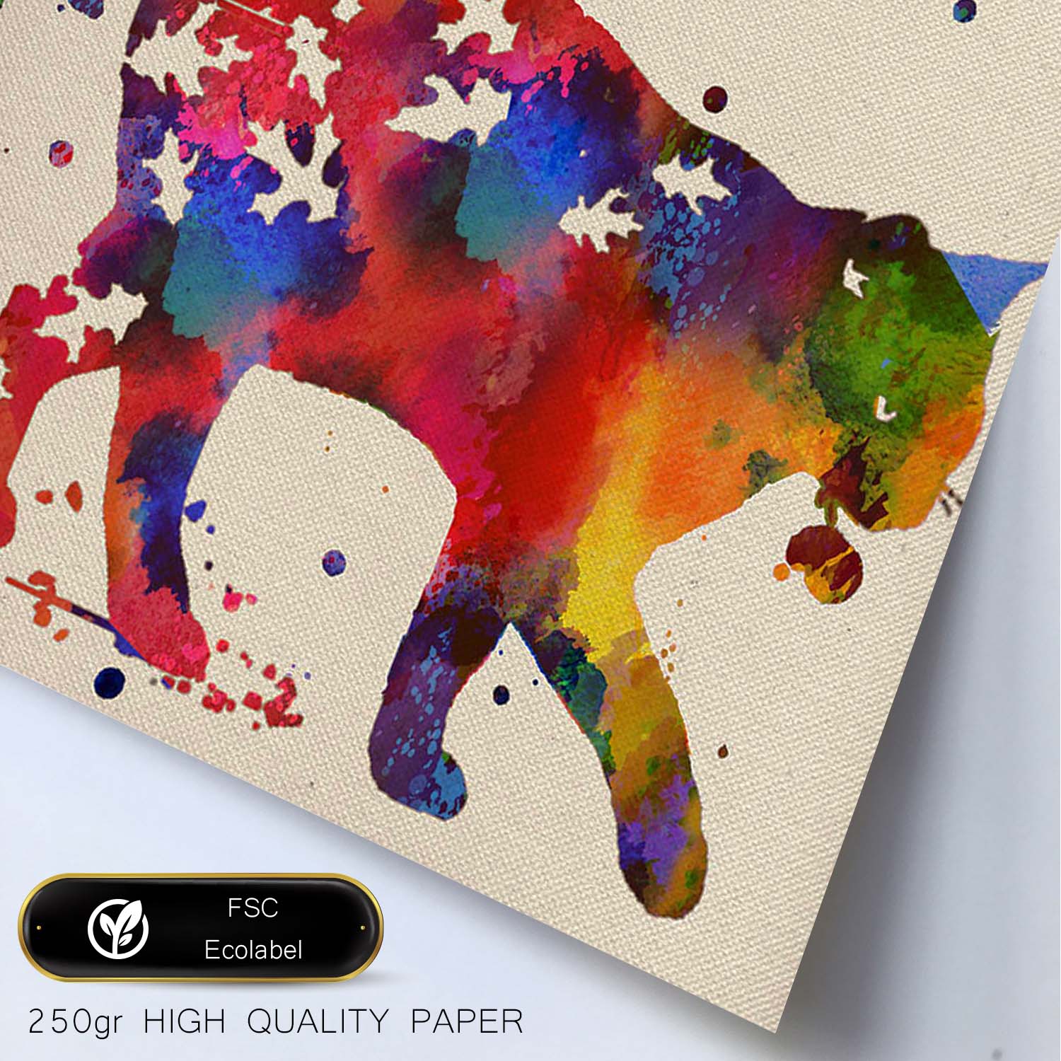 Poster de Gato con hojas con diseño acuarela. Mix de láminas con estilo acuarela-Artwork-Nacnic-Nacnic Estudio SL