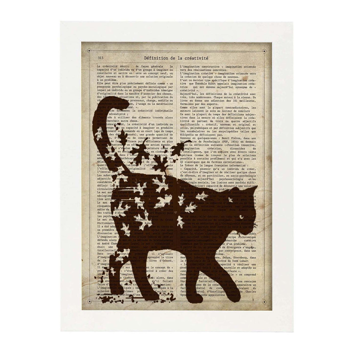 Poster de Gato con hojas de otoño. Láminas de animales con definiciones. Ilustraciones de animales con textos.-Artwork-Nacnic-Nacnic Estudio SL