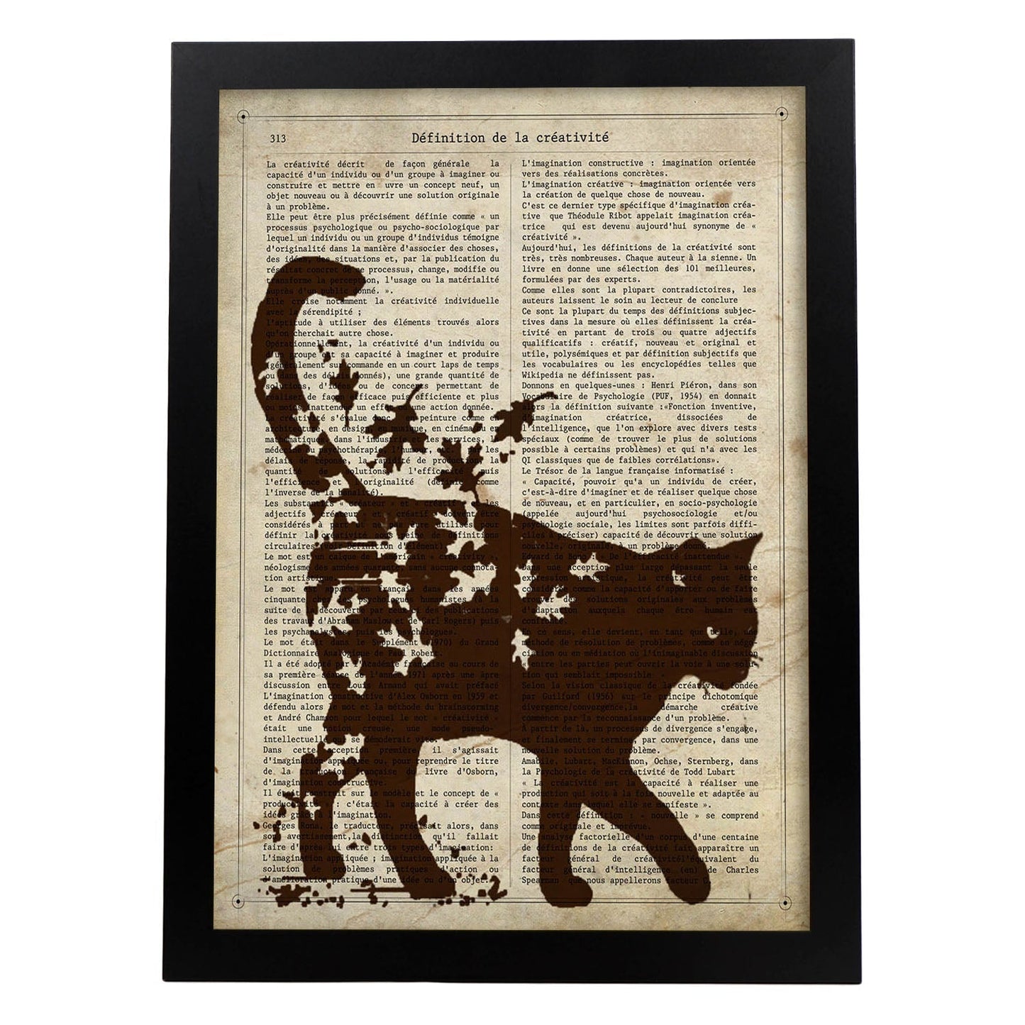 Poster de Gato con hojas de otoño. Láminas de animales con definiciones. Ilustraciones de animales con textos.-Artwork-Nacnic-A3-Marco Negro-Nacnic Estudio SL