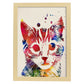 Poster de Gato de frente con diseño acuarela. Mix de láminas con estilo acuarela-Artwork-Nacnic-A3-Marco Madera clara-Nacnic Estudio SL