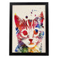 Poster de Gato de frente con diseño acuarela. Mix de láminas con estilo acuarela-Artwork-Nacnic-A4-Marco Negro-Nacnic Estudio SL