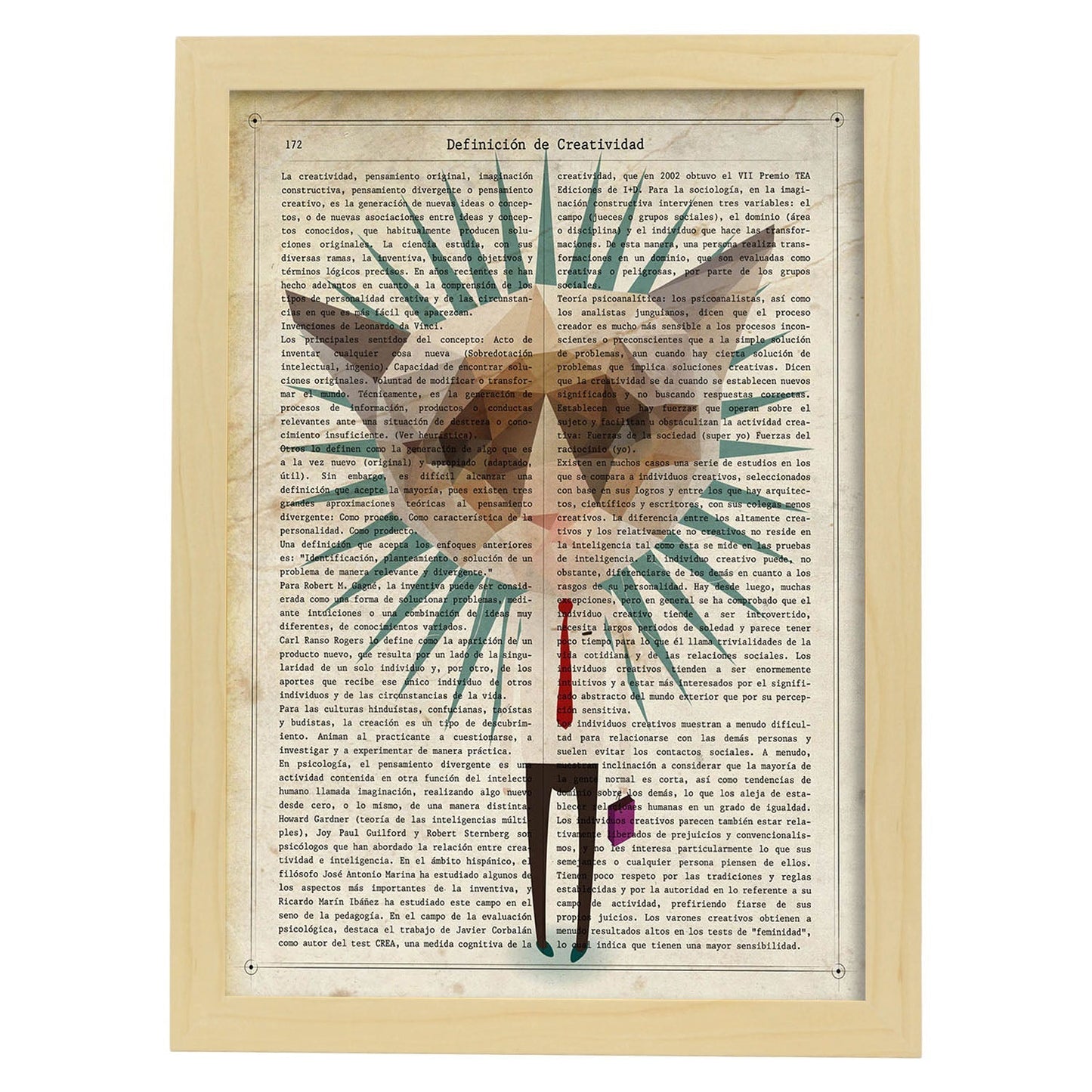 Poster de Gato ejecutivo. Láminas de animales con definiciones. Ilustraciones de animales con textos.-Artwork-Nacnic-A3-Marco Madera clara-Nacnic Estudio SL