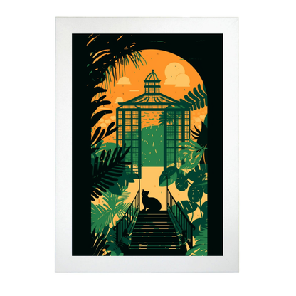 Póster de Gato en Estilo Jardín de Ryo Takemasa y Wu