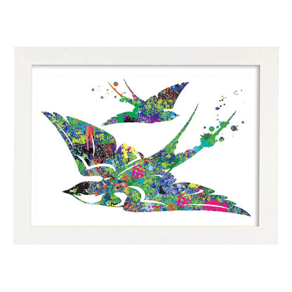 Poster de Gaviota estilo acuarela. Mix de láminas con estilo acuarela-Artwork-Nacnic-A4-Marco Blanco-Nacnic Estudio SL