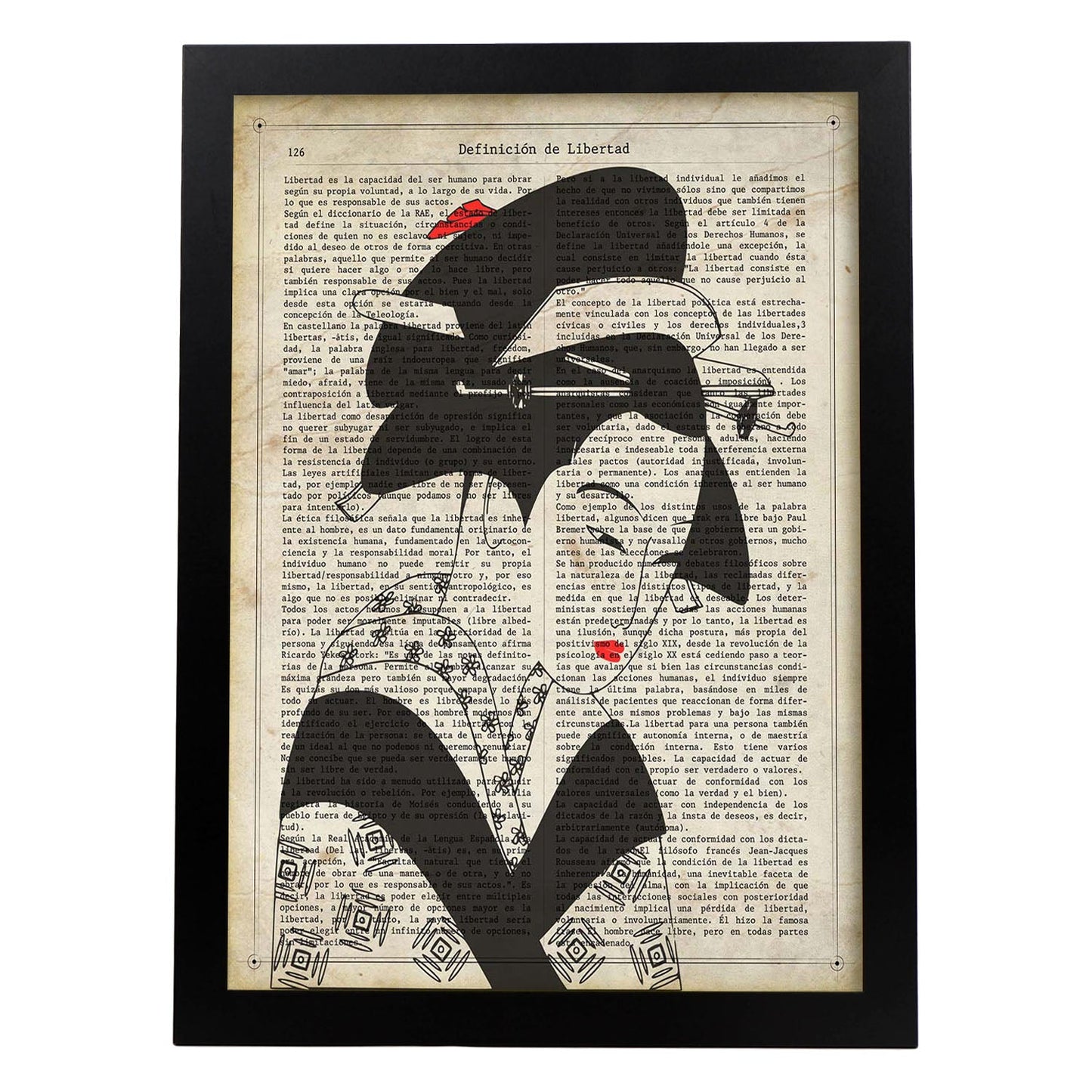 Poster de Geisha blanco y negro. Láminas de geishas. Diseños japoneses con definiciones de la cultura japonesa.-Artwork-Nacnic-A3-Marco Negro-Nacnic Estudio SL