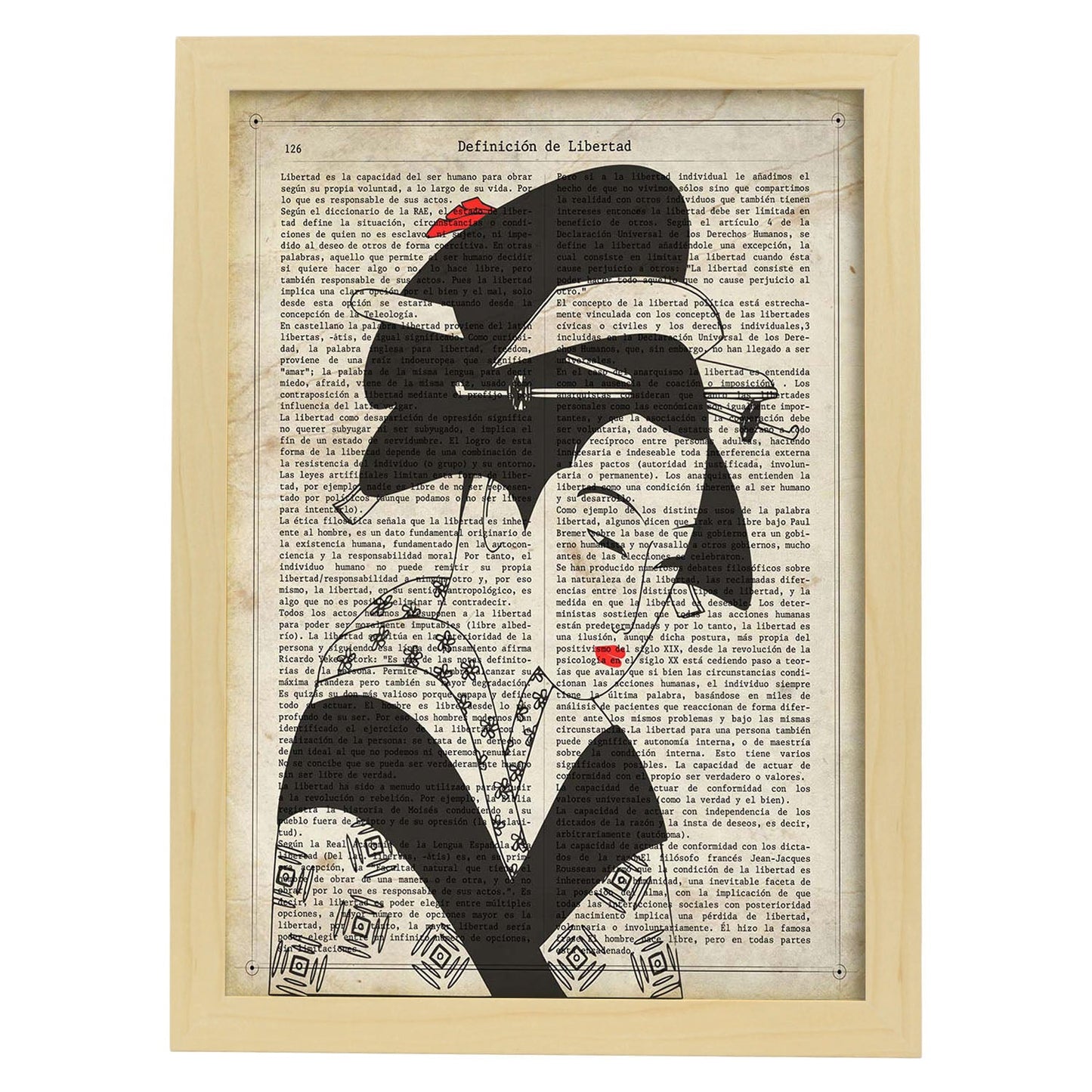 Poster de Geisha blanco y negro. Láminas de geishas. Diseños japoneses con definiciones de la cultura japonesa.-Artwork-Nacnic-A4-Marco Madera clara-Nacnic Estudio SL