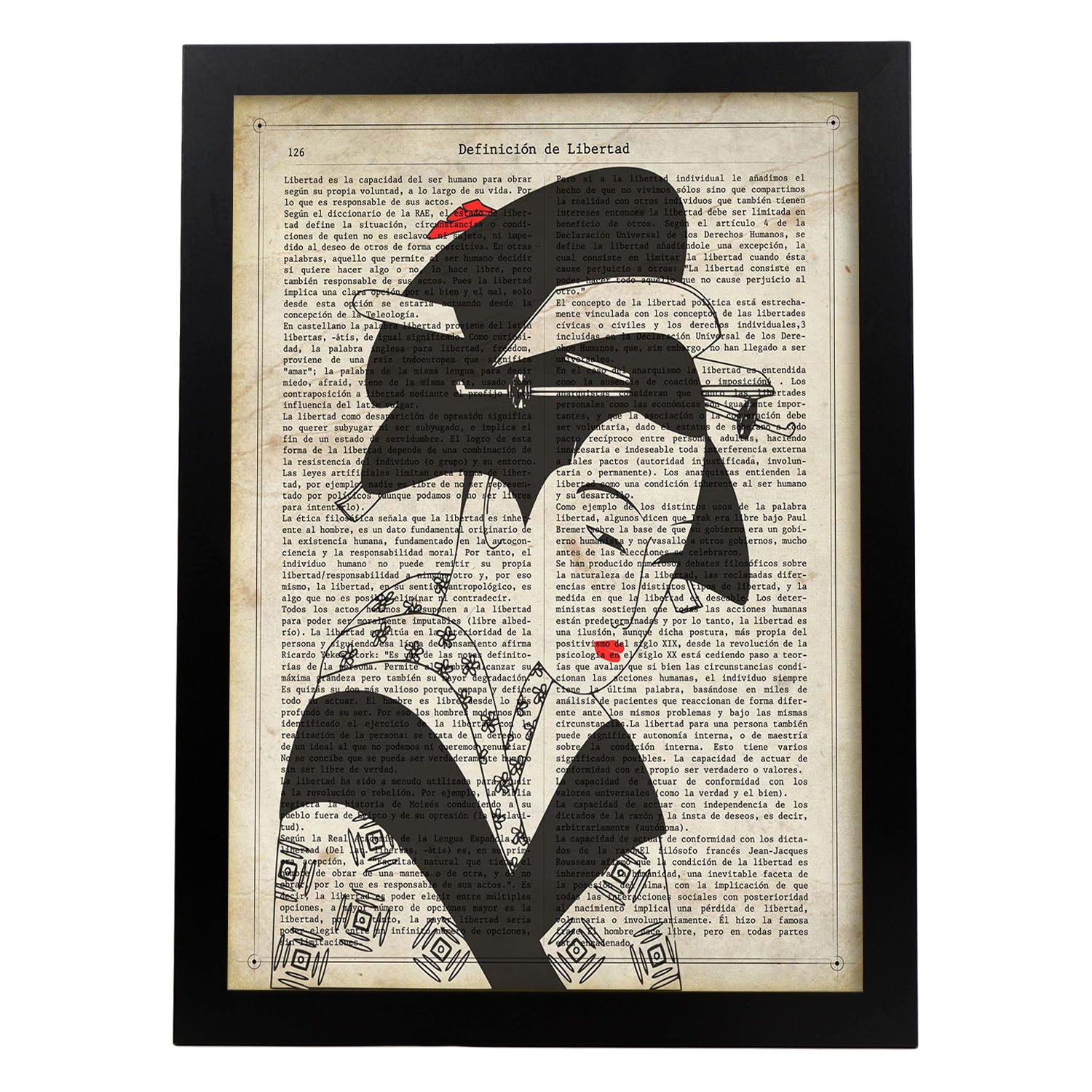 Poster de Geisha blanco y negro. Láminas de geishas. Diseños japoneses con definiciones de la cultura japonesa.-Artwork-Nacnic-A4-Marco Negro-Nacnic Estudio SL