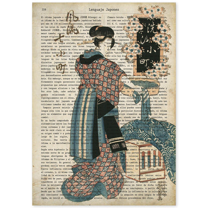 Poster de Geisha con preparativos. Láminas de geishas. Diseños japoneses con definiciones de la cultura japonesa.-Artwork-Nacnic-A4-Sin marco-Nacnic Estudio SL