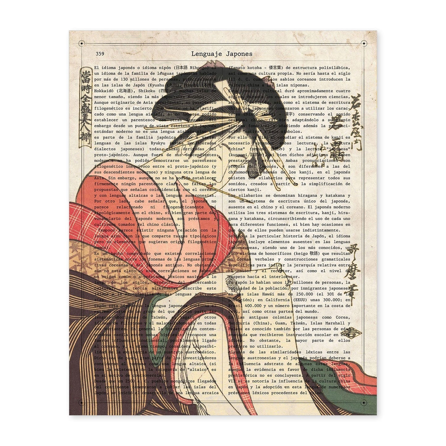 Poster de Geisha escribiendo. Láminas de geishas. Diseños japoneses con definiciones de la cultura japonesa.-Artwork-Nacnic-A4-Sin marco-Nacnic Estudio SL